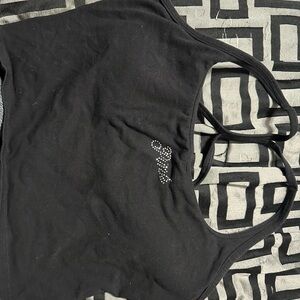 Victoria's Secret Black Crop Top with Rhinestone Accent